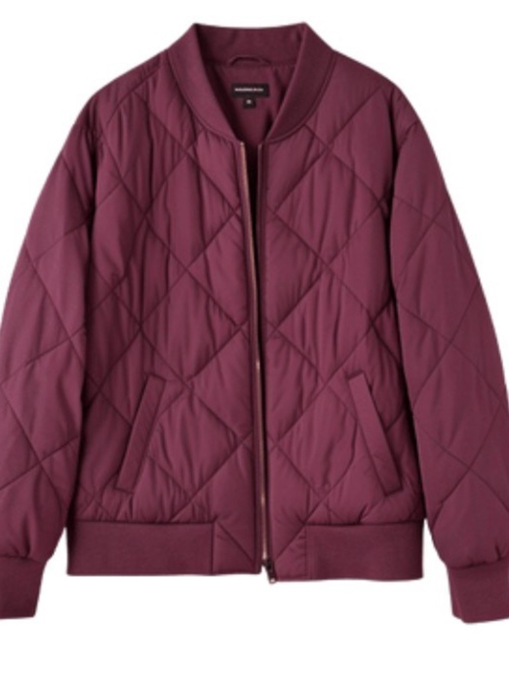 Universal Standard Quilted Bomber Jacket in Plum